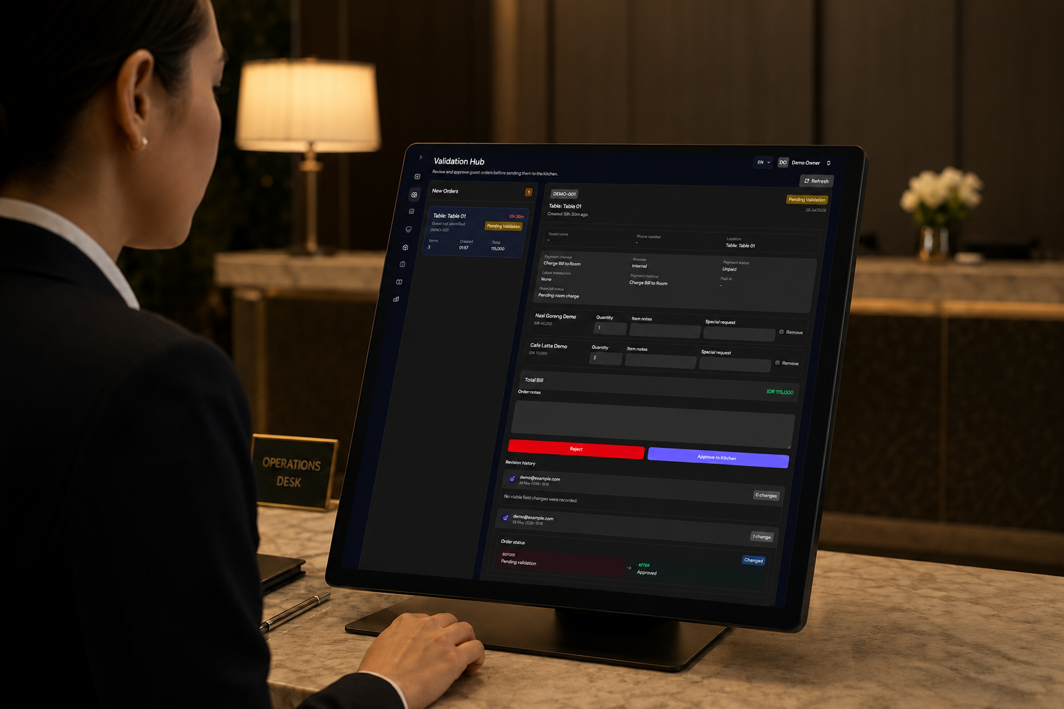 AgreeMeet Validation Hub showing an order ready for operational review
